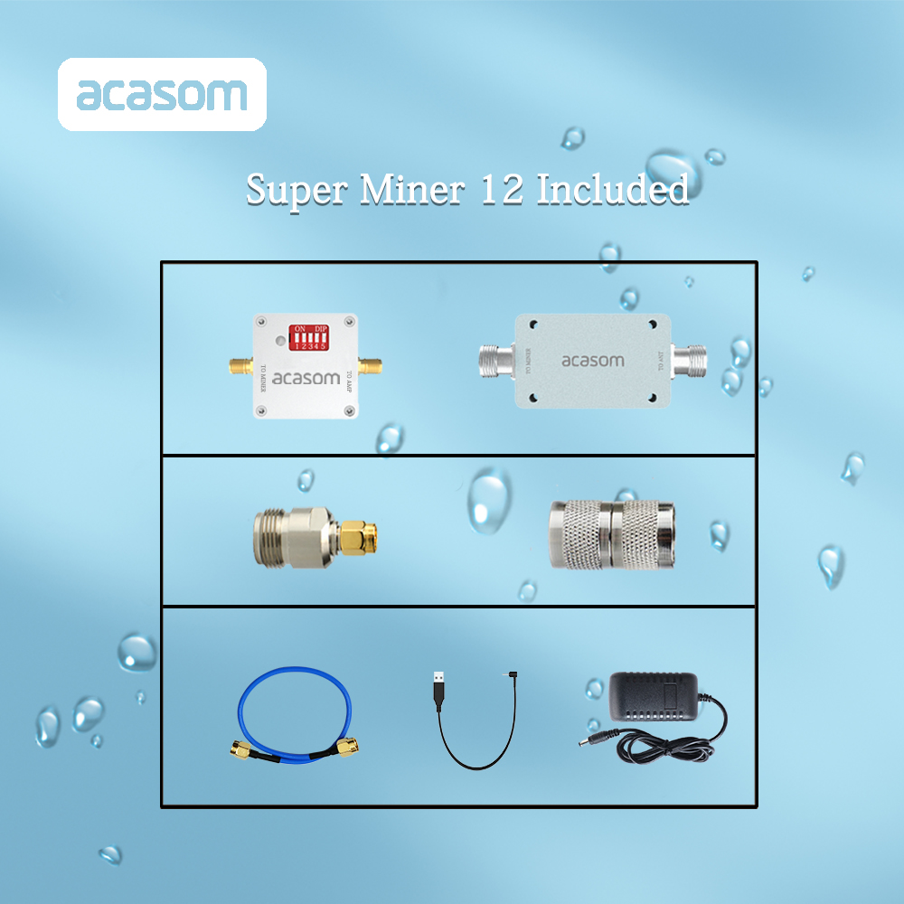 Outdoor 915MHz Super Miner12 Ultra Low Noise RX=17 TX=6 Miner AMP super Bias Tee Helium Signal Extender