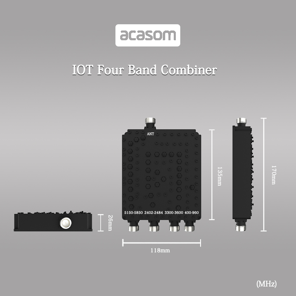 400MHz/2.4GHz/3.5GHz/5.8GHz 4 Band Cavity Diplexer Combiner Multiplexer For WiFi IOT Wireless Communication