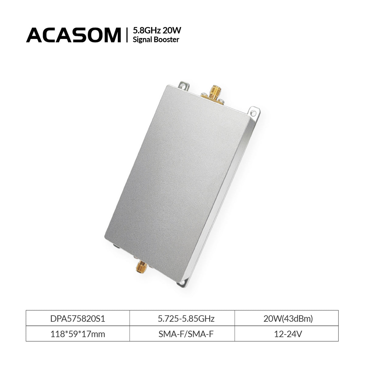 5.8G (5.725-5.85GHz) 10W Signal Booster for testing instruments &industrial control – 18dB Gain