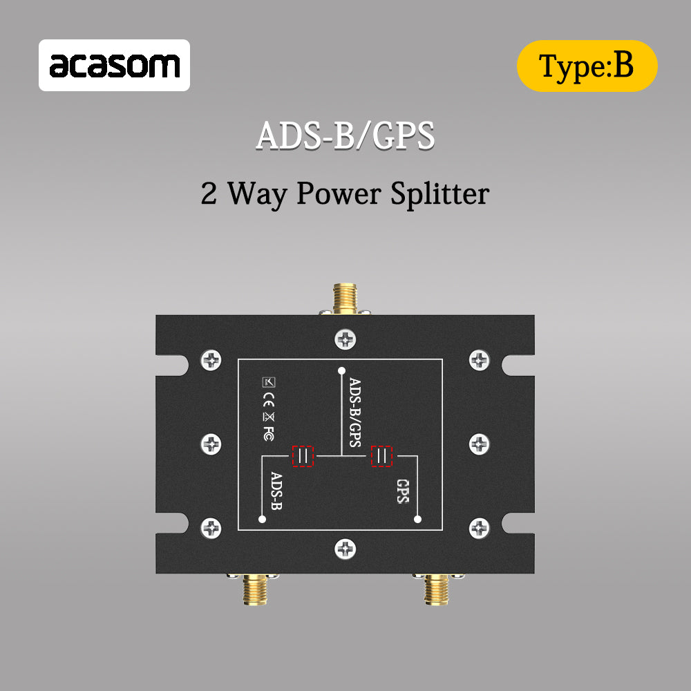 1090MHz 1575MHz 2 Way Splitter ADS-B / GPS 1x SMA-Stecker / 2x SMA-Buchse GPS/GLONASS/Galileo/BeiDou