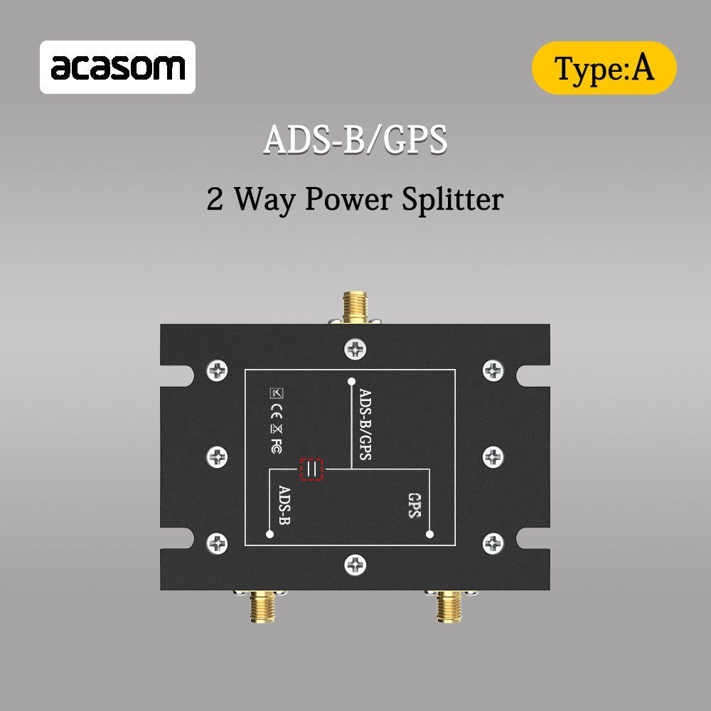 1090MHz 1575MHz 2 Way Splitter ADS-B / GPS 1x SMA-Stecker / 2x SMA-Buchse GPS/GLONASS/Galileo/BeiDou