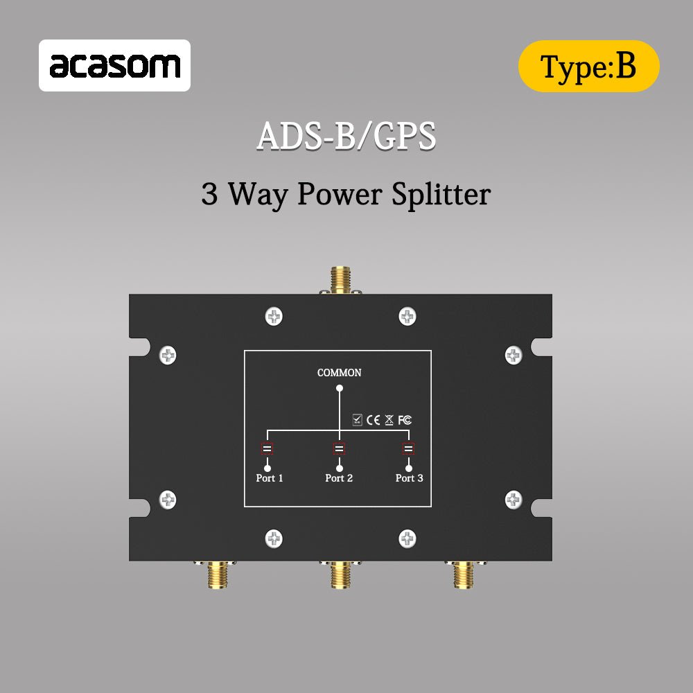 1090MHz 1575MHz 3 Way Splitter ADS-B / GPS 1x SMA-Stecker / 3x SMA-Buchse GPS/GLONASS/Galileo/BeiDou