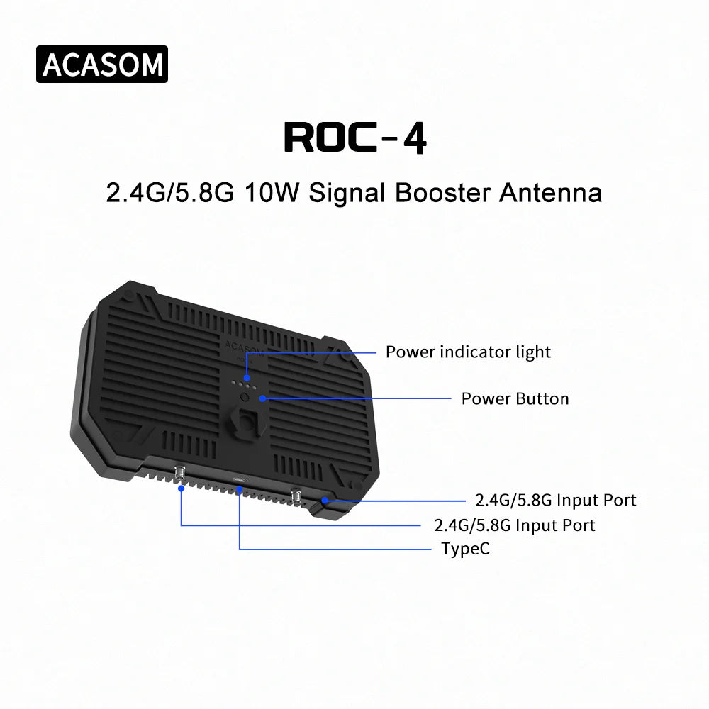 ROC-4 10W 2,4/5,2/5,8 GHz Dualband Drohnen N-Typ Signalverstärker 8000mAh Antennenferne