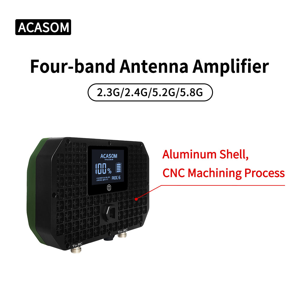 ROC-5 10W Quad-Band Outdoor Signal Booster | 2.3/2.4/5.2/5.8GHz Integrated High-Gain Antenna System with 6000mAh Battery | IP68 Waterproof for Long-Range WiFi, IoT & HD Video Backhaul